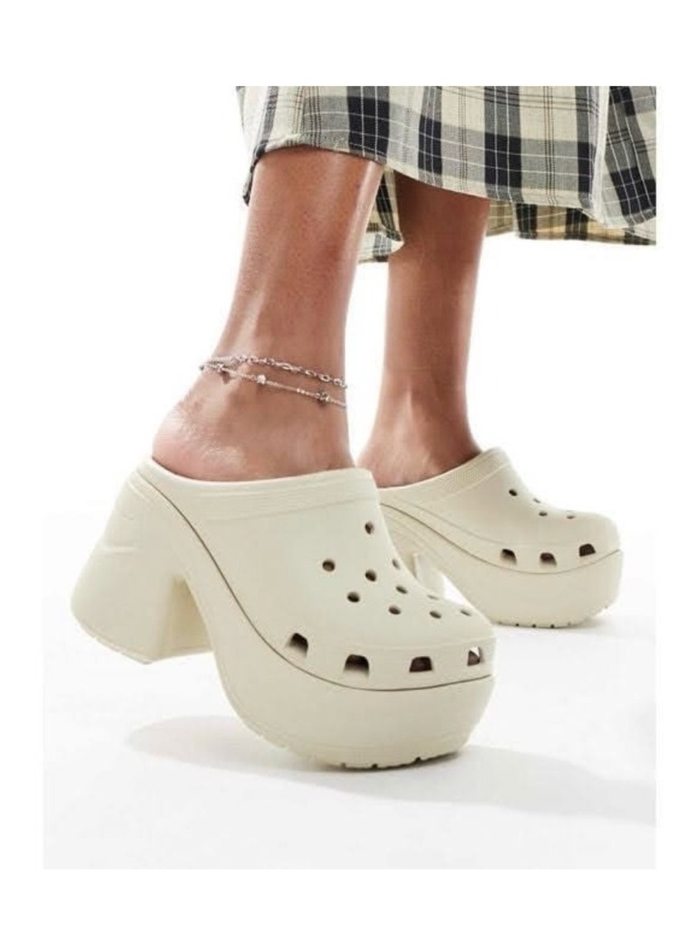Crocs Siren Platform Bone Unisex Clogs Size W 12 M 10 NWT